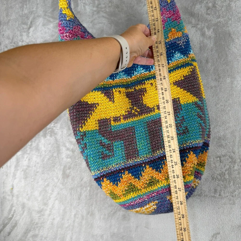 Festival‎ Indie Crochet Boho Hobo Bag Geometric Zipper Closure Festival